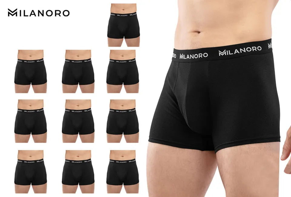 Milanoro - Set van 10 stijlvolle katoenen boxershorts - Zwart - M