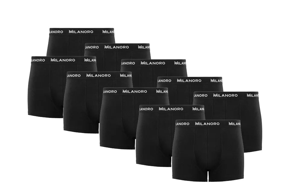 Milanoro - Set van 10 stijlvolle katoenen boxershorts - Zwart - M