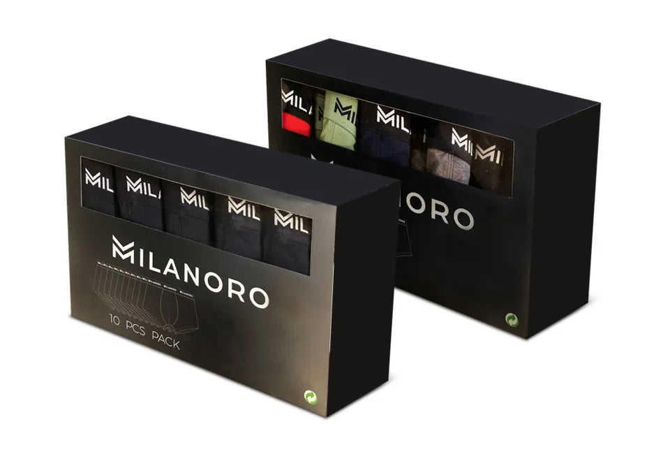 Milanoro - Set van 10 stijlvolle katoenen boxershorts - Zwart - M