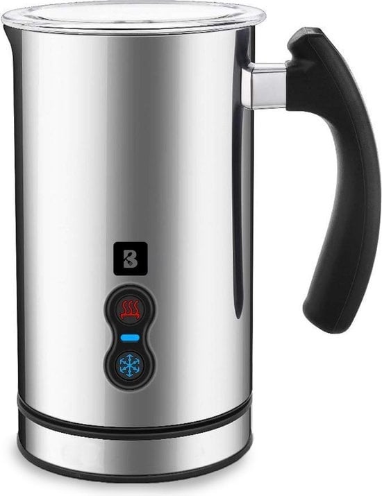 KitchenBrothers Elektrische Melkopschuimer - 240 ML - Handige Melkschuimer - RVS/Zwart