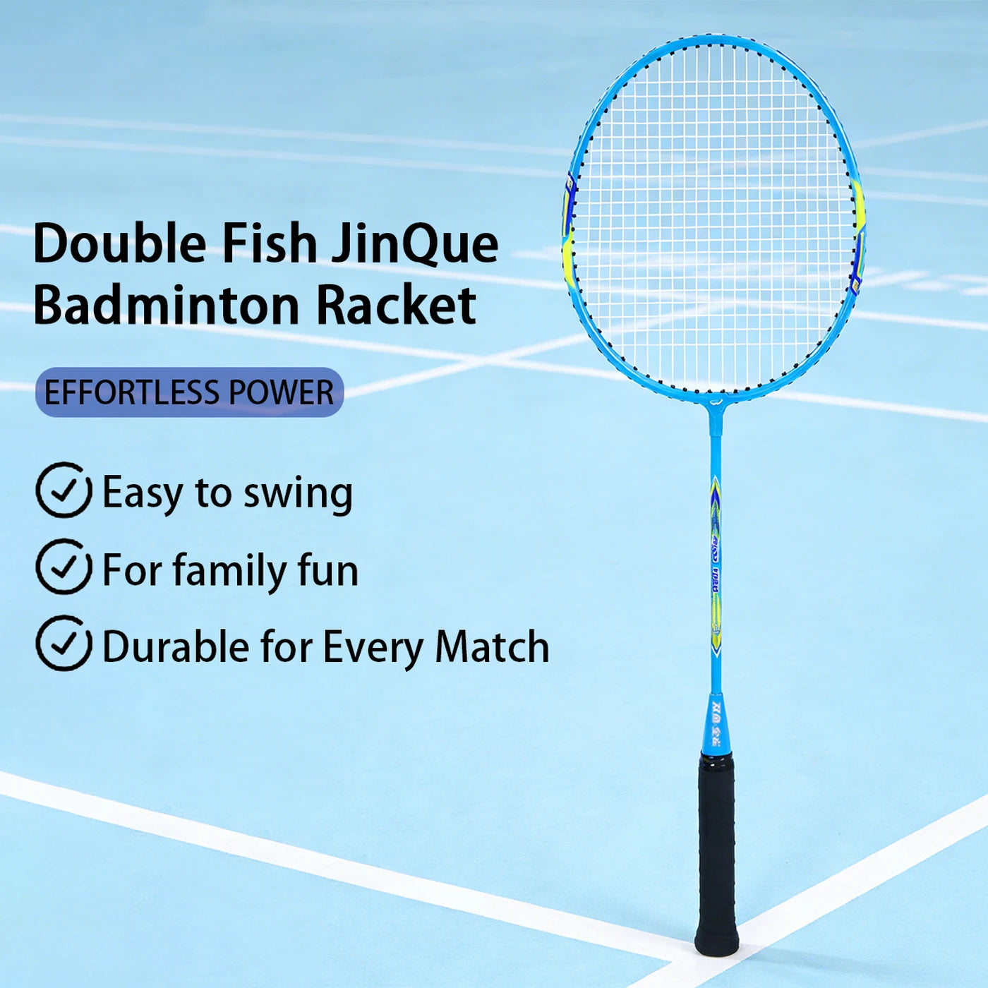 Double Fish JinQue Badmintonracket Set 1308 - 2 Rackets - Lichtgewicht - Duurzaam - Inclusief Tas - Blauw