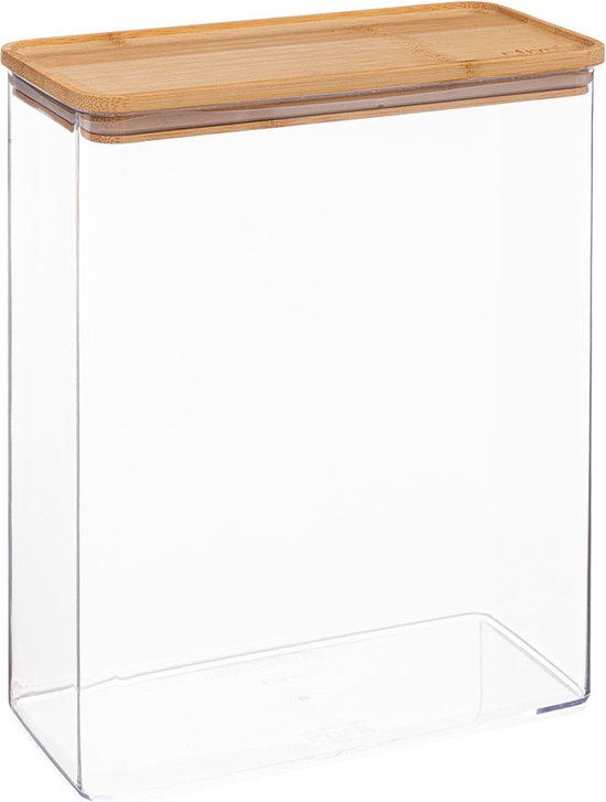 5Five - Keuken opslag voorraadpot - Berlino - kunststof/bamboe - 1500 ml - voedsel - 10 x 20 cm