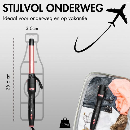 Sansbeauté® 3 in 1 Automatische Krultang met Klem - Keramische Haarkruller - 25mm tot 38mm - Beach Waves - Wavy Hair - Krultangen 33 38 mm 25 mm - Blowout Brush - Haarstyler - Hair Curler - Dunne en Dikke Crimper - Krultang Kort Haar