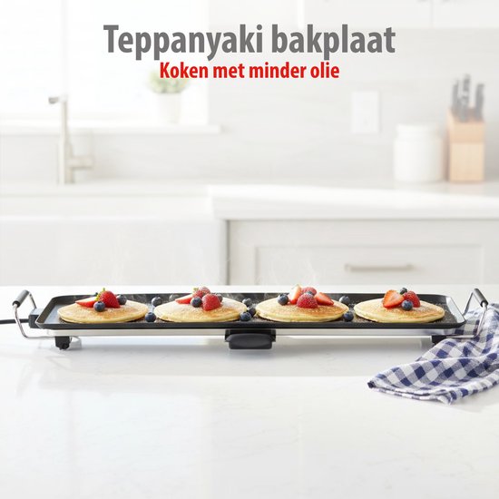 alpina Teppanyaki Grillplaat XXL - 100 x 22 cm - 2000W - Antiaanbaklaag
