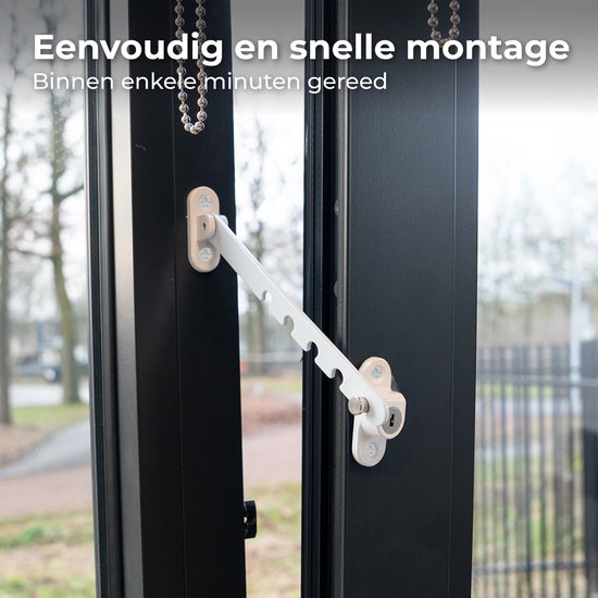 Nuvance Raamuitzetter - Raamvastzetter - Kierstandhouder - Windhaak - 5 Standen - Raamslot - Windhaak - Kinderslot - Wit
