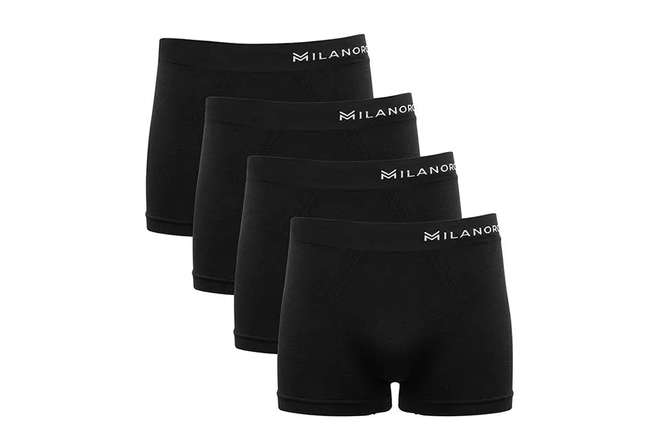 Milanoro Boxershorts Naadloos – Voorzien Van Optimale Bewegingsvrijheid En Labelvrij Ontwerp En Ademende Stretchpasvorm – Voor Dagelijks Gebruik – Zwart Polyamide – Maat L – 4 Stuks