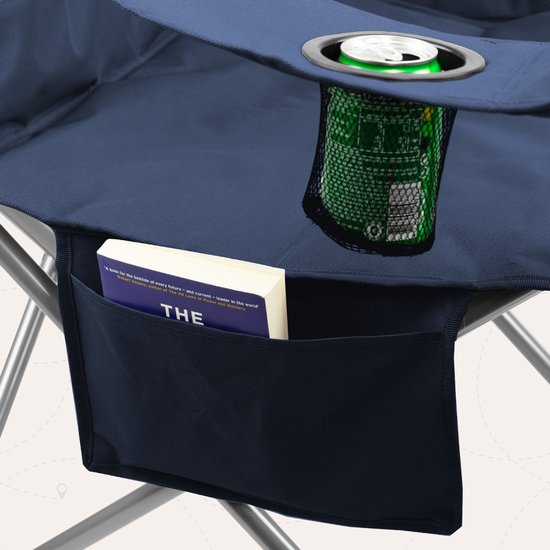 TRVLMORE Campingstoel - Opvouwbaar - XL - Comfortabele Vouwstoel - 150 kg draagvermogen - Drankhouder - Koelvak - Visstoel - Klapstoel - Blauw