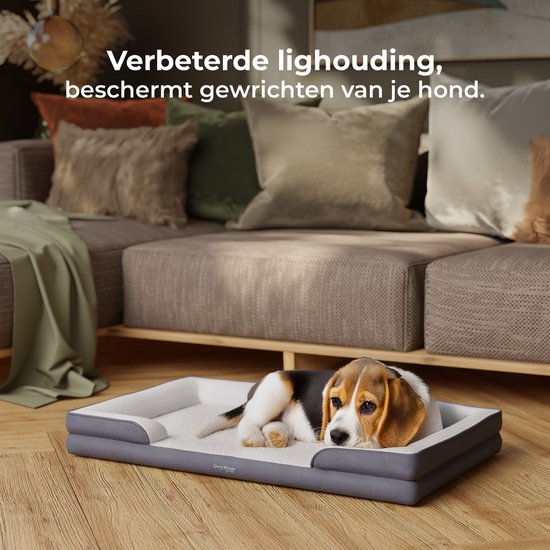 CozySense® Orthopedische Hondenmand 100 x 70 cm - Maat XL - Waterdicht Hondenbed met Wasbare Hoes - Geschikt Als Benchkussen - Wit