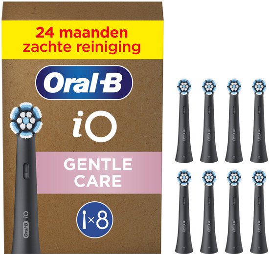 Oral-B iO Series Gentle Care Opzetborstels - Zwart - Voor Gevoelig Tandvlees - 8 stuks