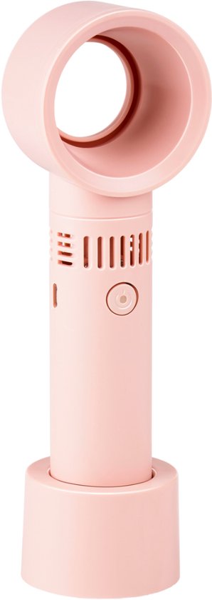 Lifetime Air Mini Ventilator Bladloos 3 Snelheden – Ventilator Bureau met USB Oplaadbaar – Tafelventilator Draagbaar – Mini Ventilator voor Op Reis – Staande Ventilator Compact – Roze