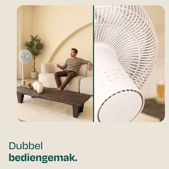 VONROC Vloerventilator - 3 snelheden – incl. afstandsbediening - timer - verstelbaar in 3 hoogtes - wit