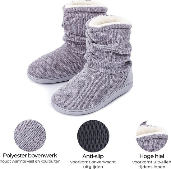 Pantoffels Dames - Sloffen - Maat 40/41 - Grijs - Anti-slip - Comfeet