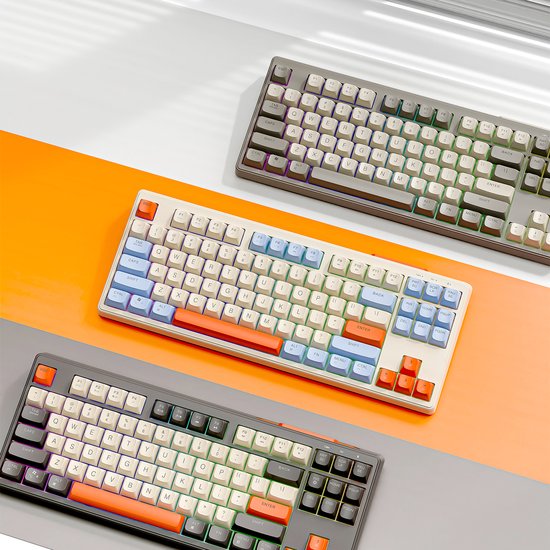 M87 Draadloos RGB Gaming Toetsenbord - 87 toetsen - BT5.0/2.4G - PBT Ball Keycaps - Shimmer