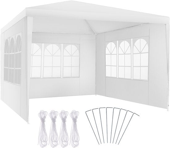Tectake Partytent - Paviljoen - Opvouwbaar - Met Zijwanden - Waterdicht - 300 x 300 cm – Wit