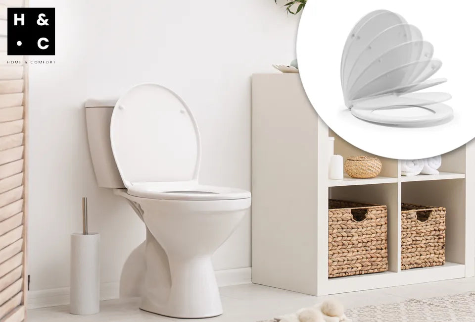 Home&Comfort - Stevige D-vormige toiletbril met softclose - Glanzend wit