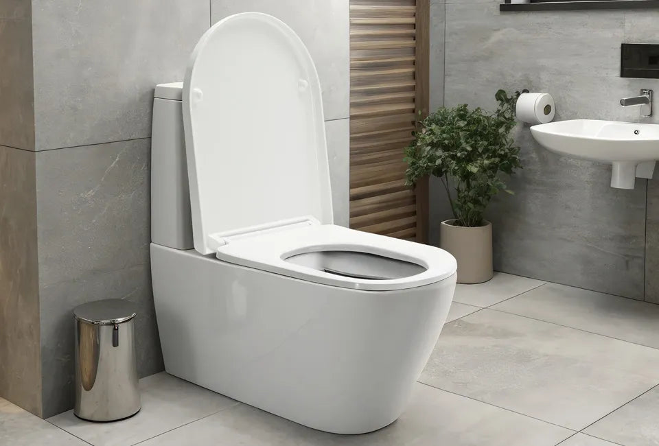Home&Comfort - Stevige D-vormige toiletbril met softclose - Glanzend wit