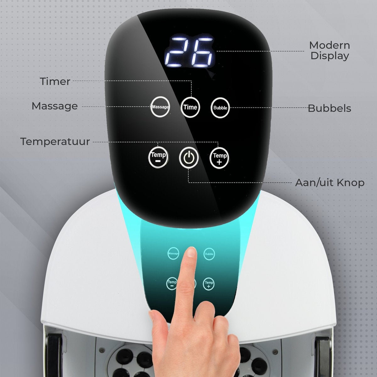 Niceey Massage Voetenbad 3XL – Automatische Massage Rollers - Tot 48°C - Elektrisch Voetbad met Bubbelfunctie – Infrarood Voetmassage - Met Afstandsbediening - 14L - Wit