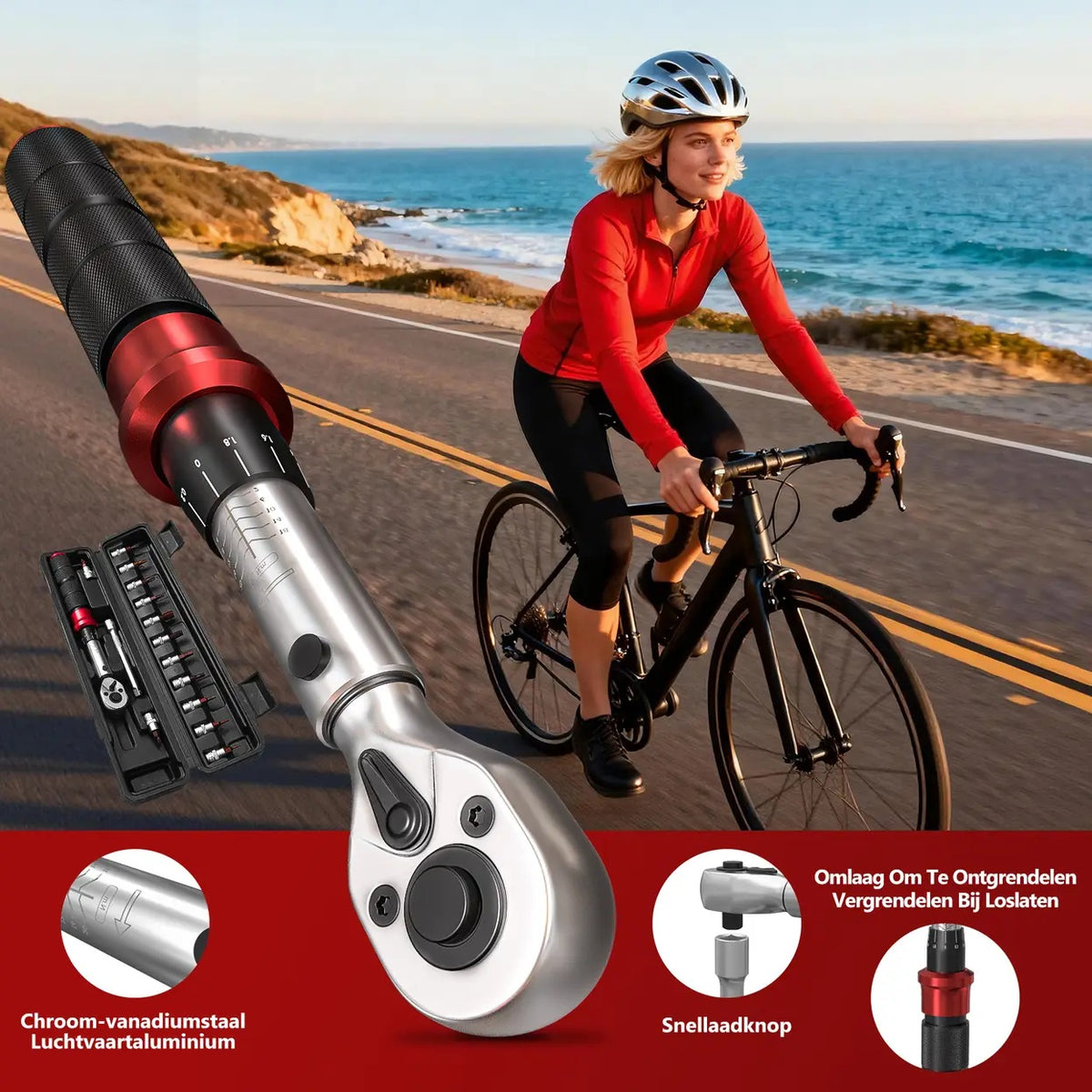 MoveCrab Momentsleutelset voor Fietsen - 15-delig - 1/4 inch - 2–20 Nm