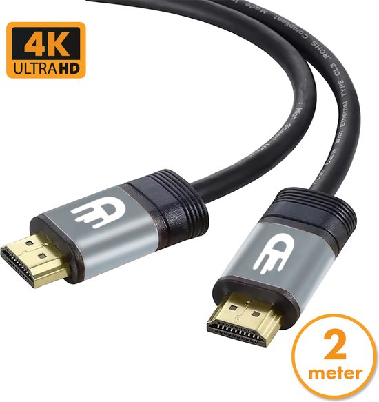 Drivv. Premium HDMI Kabel 2.0 - Ultra HD 4K 60 Hz - HDMI naar HDMI - Geschikt voor Xbox Series X & PS5 - 2 meter - PVC - Grijs