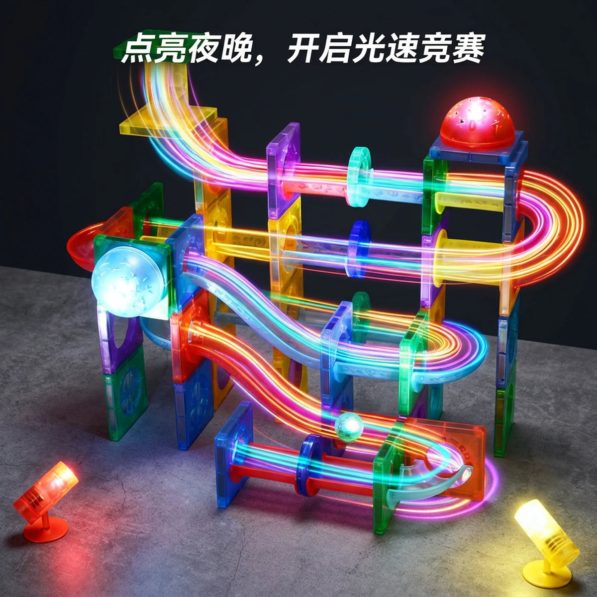 Tokky 3D Magnetische Bouwblokken 110 Stuks - Transparant - LED, Knikkerbaan, STEM, vanaf 5 Jaar