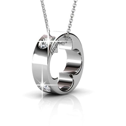 Yolora Dames Ketting met Hanger en Kalpa Camaka Kristallen - Zilver kleurig - 18K Witgoud Verguld - Cadeauverpakking - Moederdag Cadeautje