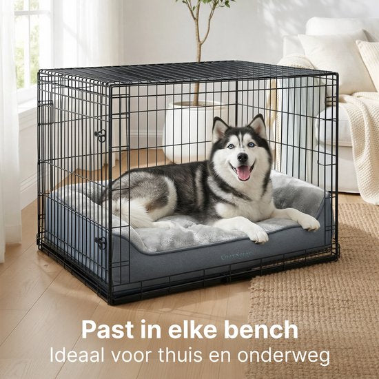 CozySense® Orthopedisch Hondenkussen 105x68 cm Maat XL - Waterdicht & Wasbaar - Benchkussen en Hondenbed - Ultra Zachte Sherpa Stof - Grijs & Antraciet