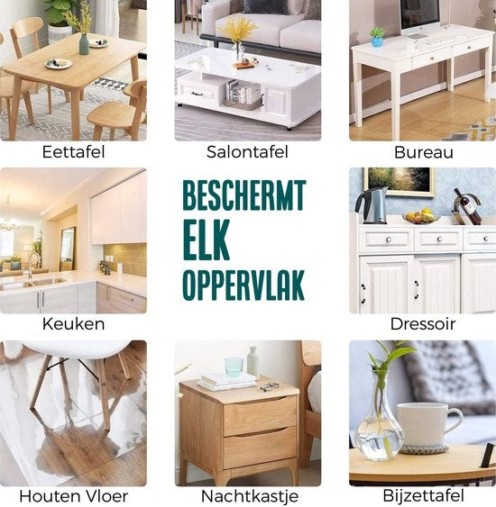HOMEWELL Tafelbeschermer Transparant Glashelder 90x160cm - Doorzichtig Tafelzeil - Tafelkleed - Anti Slip en Hittebestendig - 2,2 mm