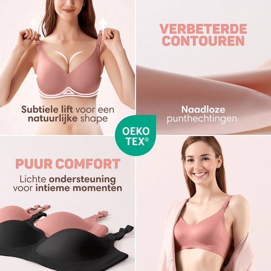 Vulpes Goods® BabyCare – Voedingsbh Zonder Beugels – Naadloos – Borstvoeding – Roze – Maat M
