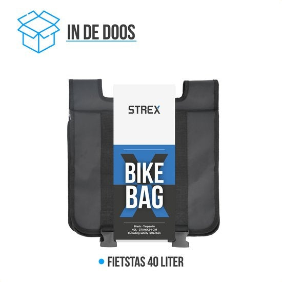 Strex Dubbele Fietstassen 40 Liter - Met Reflectoren - Zwart