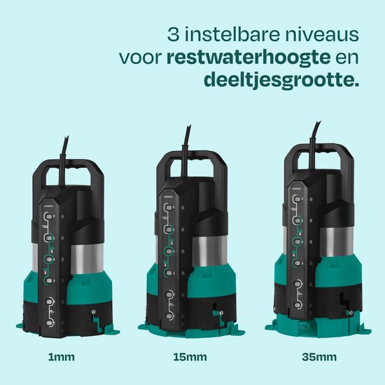 VONROC Dompelpomp - Schoon- en vuilwaterpomp - 850W - 20.000 l/u - vlakzuigend - sensorschakelaar