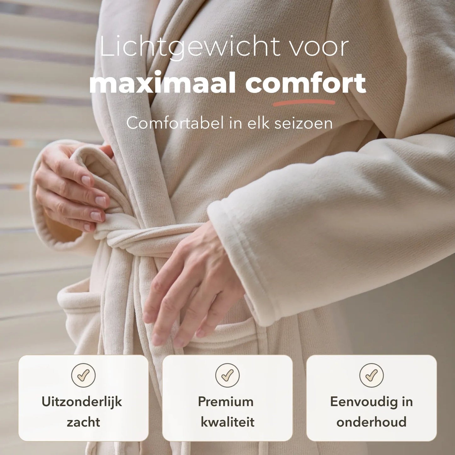 SJUMO Badjas – Almond Cream – Maat S/M – Ultra-zacht & Duurzaam