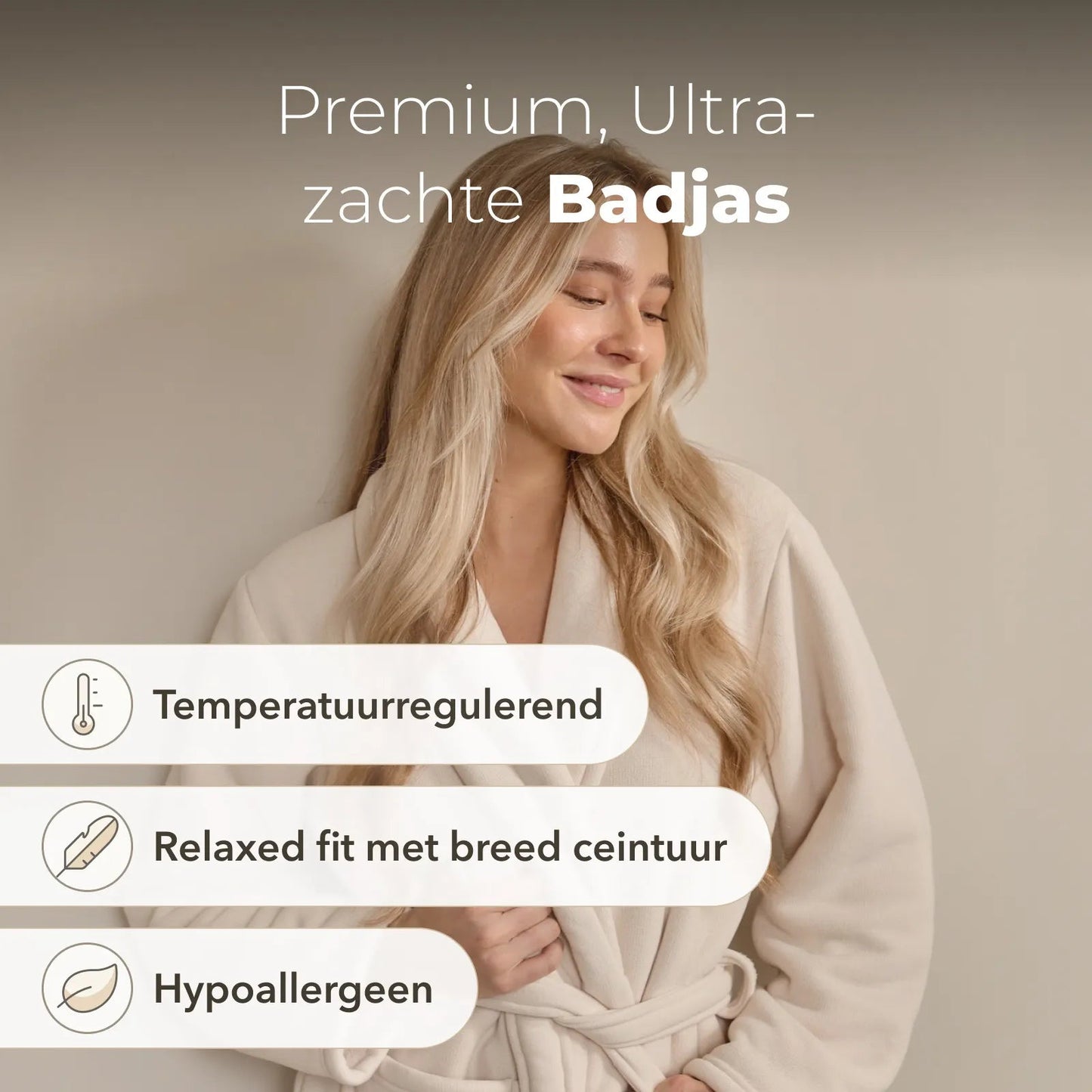 SJUMO Badjas – Almond Cream – Maat S/M – Ultra-zacht & Duurzaam