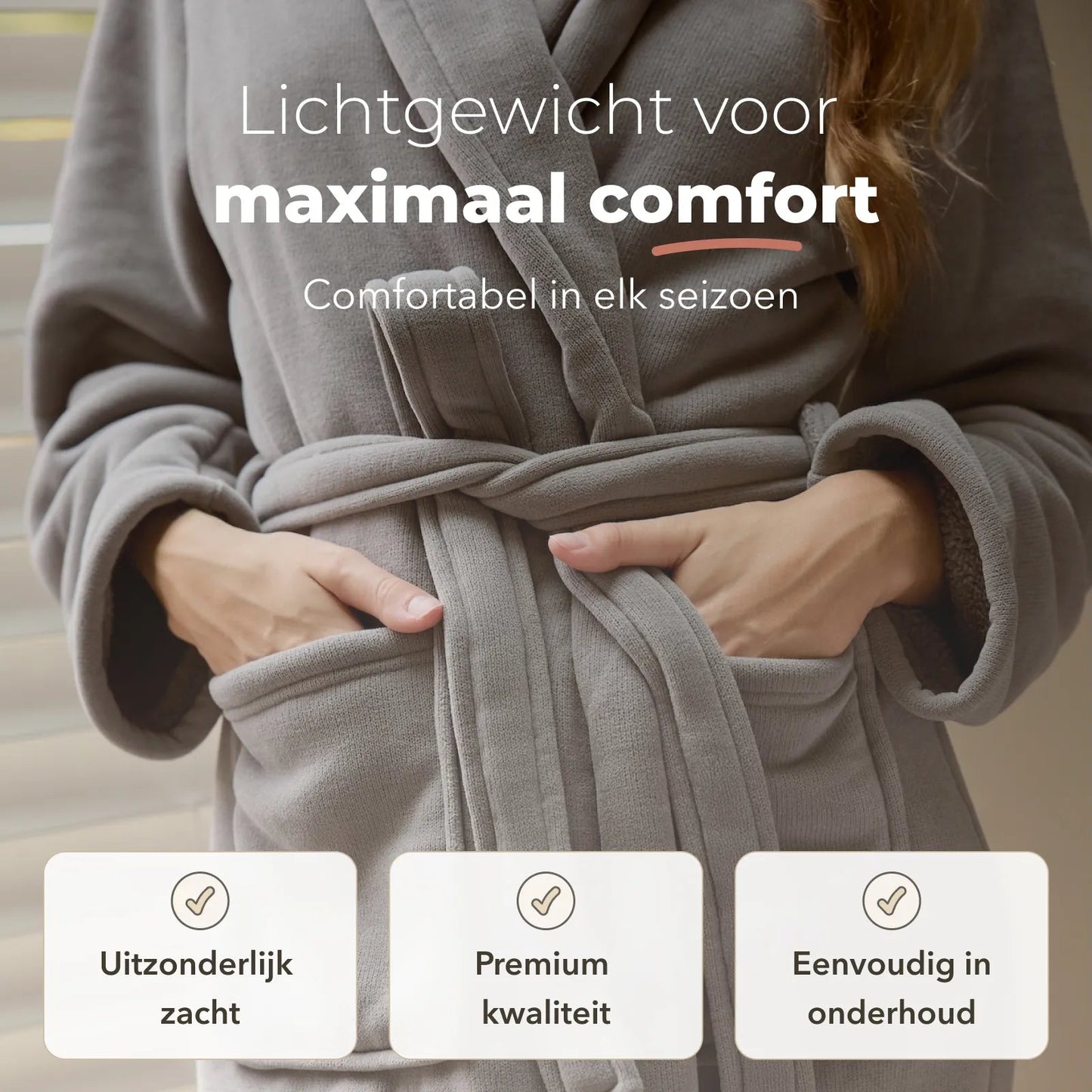 SJUMO Badjas – Moonstone Grey – Maat L/XL – Ultra-zacht & Duurzaam