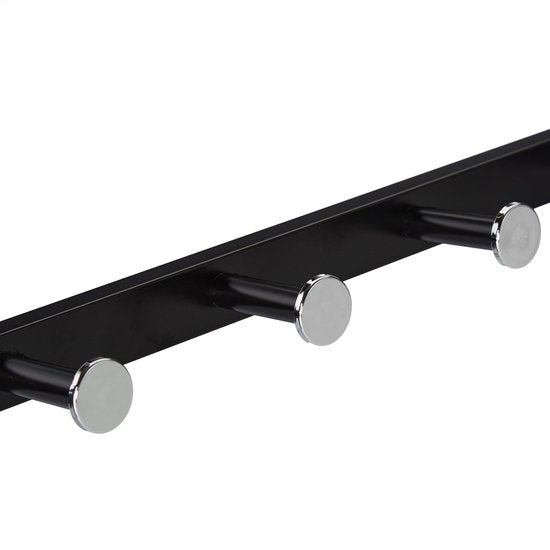 muur kapstok hangend - met plank - 5 haken - metaal - 28 x 65 x 25 cm - zwart