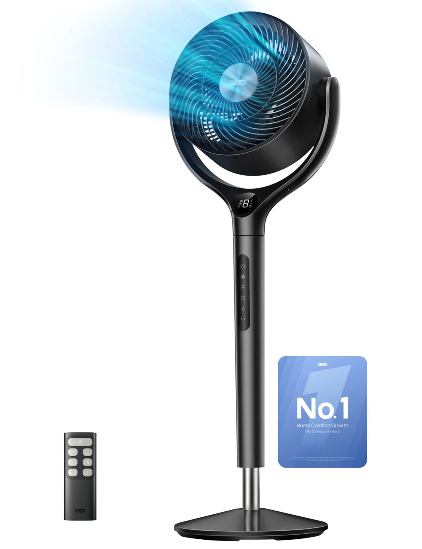 Dreo Turbo Luchtcirculator DR-HPF022 - Statiefventilator - 9 Snelheden & 6 Modi - Afstandsbediening - 120° Oscillatie - Hoogte 94-107 cm