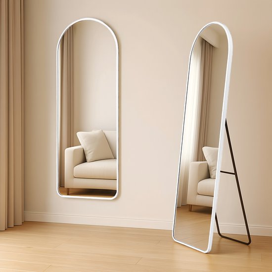 Fraay Passpiegel 160x55cm - Staand & Hangend - Minimalistische Wandspiegel - Staande Spiegel - Wit Mat