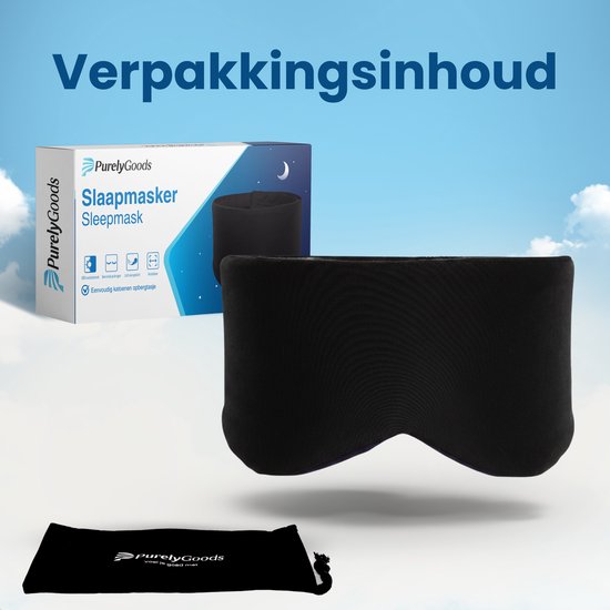 PurelyGoods® Slaapmasker - Oogmasker - Verduisterend - Mannen en Vrouwen - Katoen - Zwart