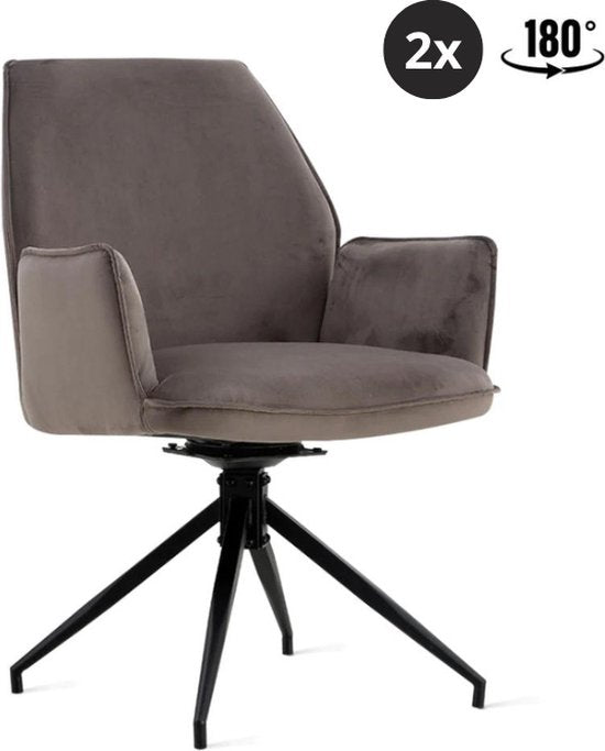 Eetkamerstoel Jill Velvet Antraciet | Set van 2