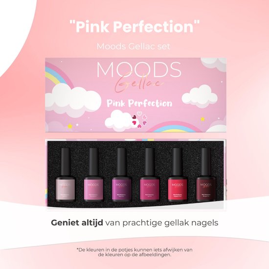 Moods Gellac 6-delige Set - Gellak Starterspakket - Gel Nagellak - 8ML - Pink Perfection - Gellac - Nagels - Chique Kleuren