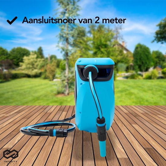 Infinity Goods Wandslangbox - 15 Meter - Slanghouder - Tuinslang Met Haspel - 180° Draaibaar - Automatisch - Slanghaspel