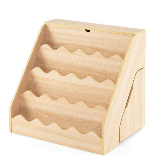 Coast Kinderboekenkast met Verrijdbare Opbergbak – 63 x 49 x 61,5 cm – Naturel