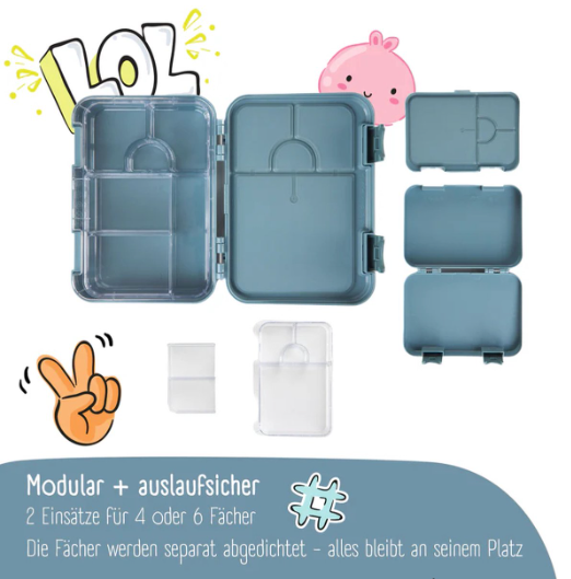 Bearfoot Bento Box - Blauw - 21,3 x 15 x 4,5 cm - Lekvrij, Vaatwasserbestendig