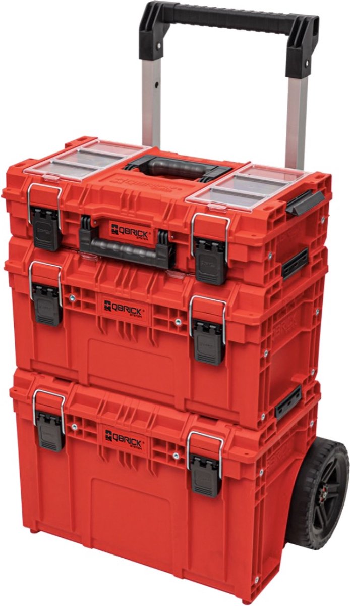 Qbrick System PRIME Set 1 RED Ultra HD – Modulaire Gereedschapswagen met Toolbox 150 en 250 Vario – 3-Delig