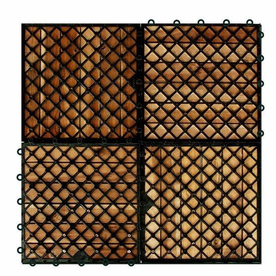 Terrastegels, acaciahout, set van 11, 30 x 30, tuintegels, balkontegels