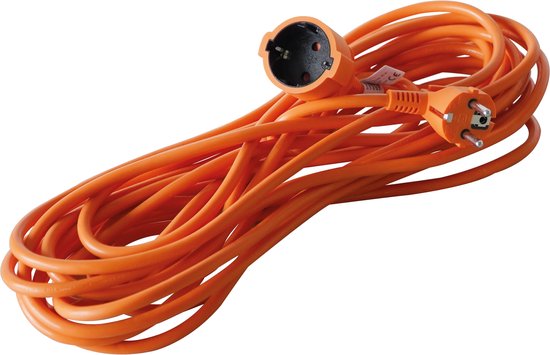 BRASQ Verlengsnoer 10 meter Oranje - Verlengkabel met randaarde - Verlengkabel voor binnen