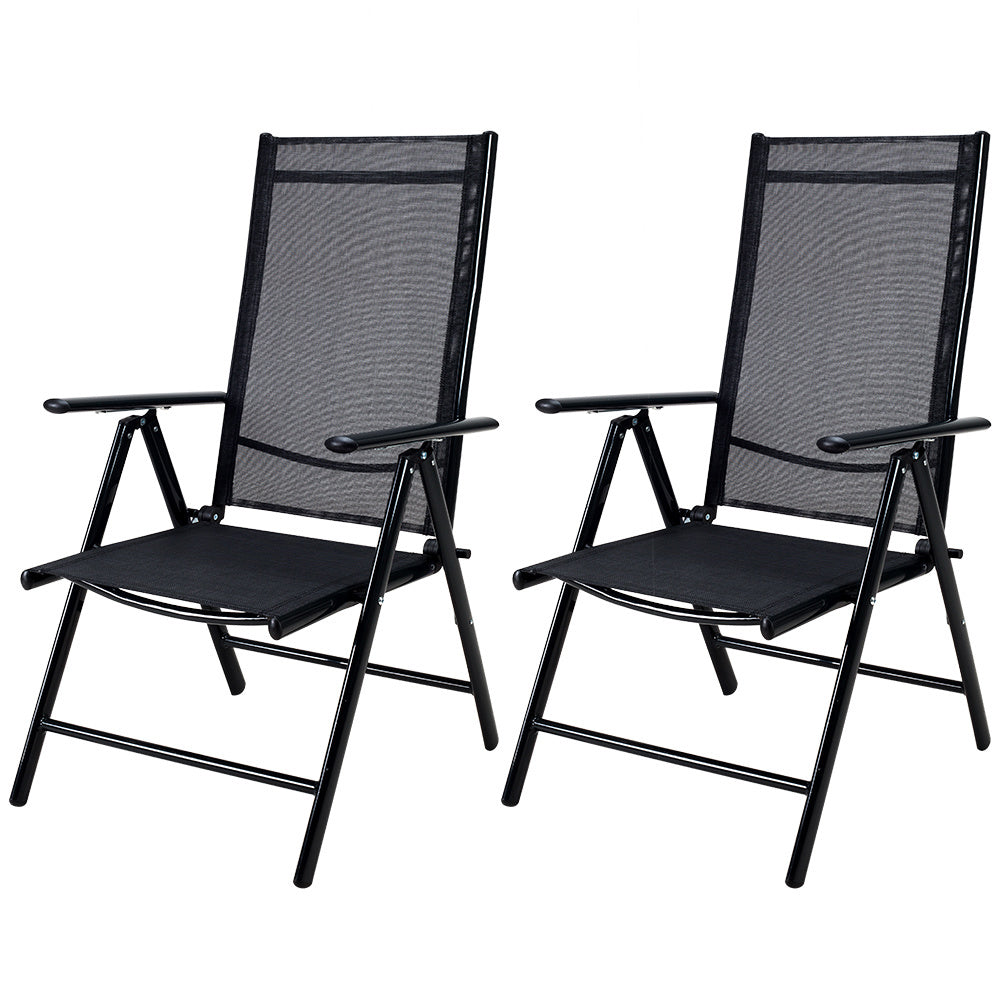 Casaria - Aluminium Tuinstoel- 2 Stuks - Antraciet - 65x60x111 cm - Zwart
