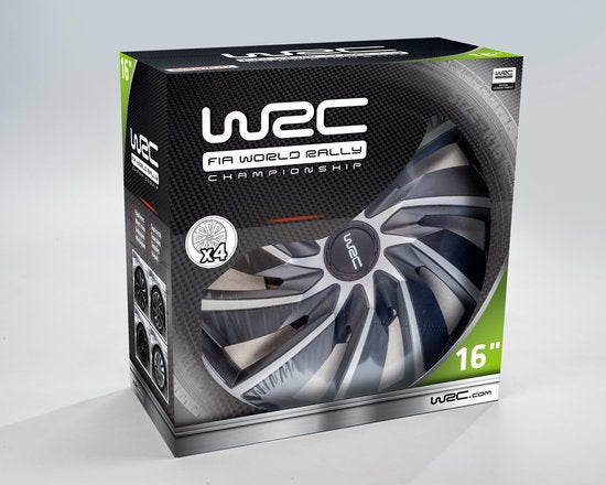 WRC Wieldoppen 16 inch - zilver/zwart - 4st