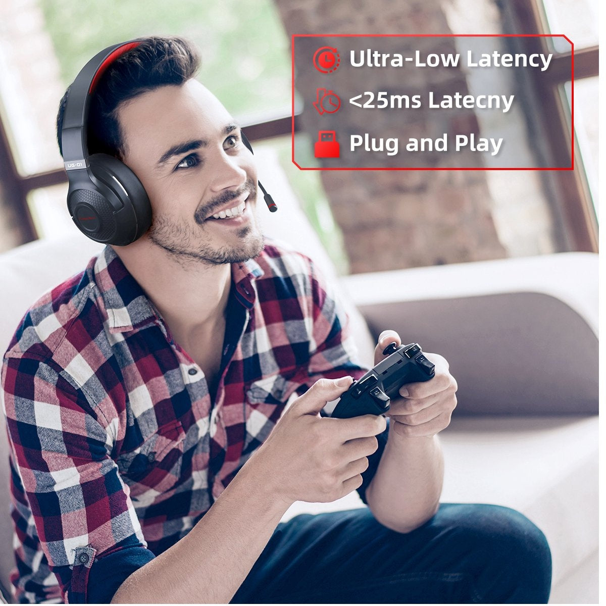 Fuegobird UG-01 2.4GHz Draadloze Gaming Headset - Bluetooth koptelefoon - Multiplatform - Geschikt voor PS4/PS5, Nintendo Switch - Rood