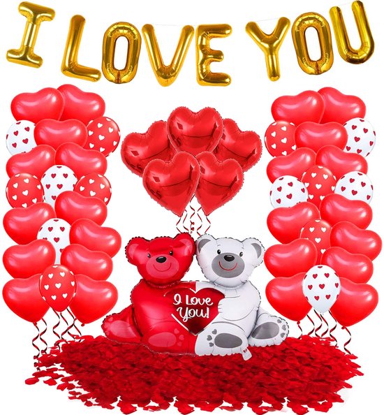 Feestio Valentijn decoratie set - Versiering - Slinger - Incl. 1000 Rozenblaadjes - Cadeautje voor mama / haar