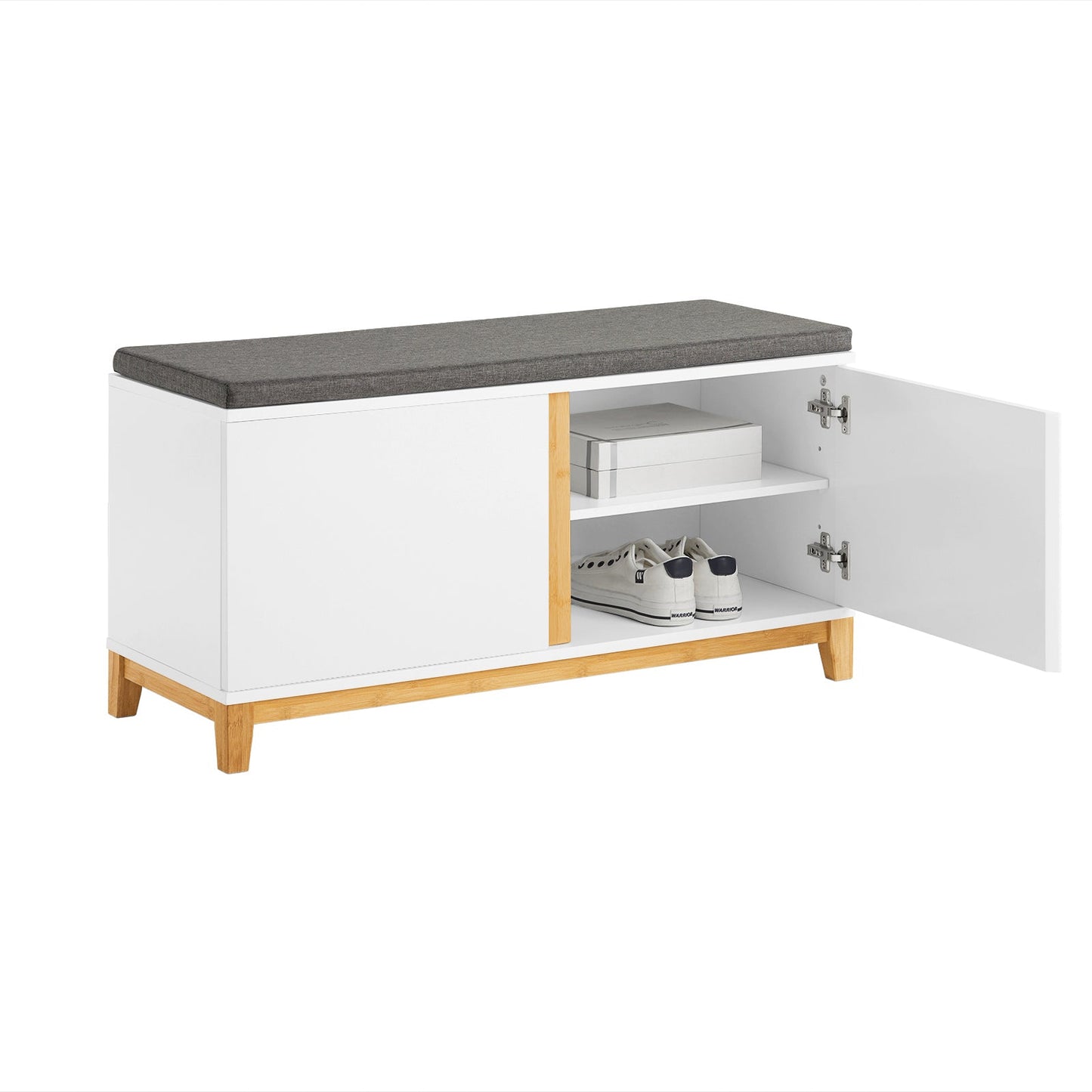 SoBuy Schoenenbank FSR117-W - 2 Deuren - Gevoerde Zitting - 90 x 34 x 46 cm - Wit